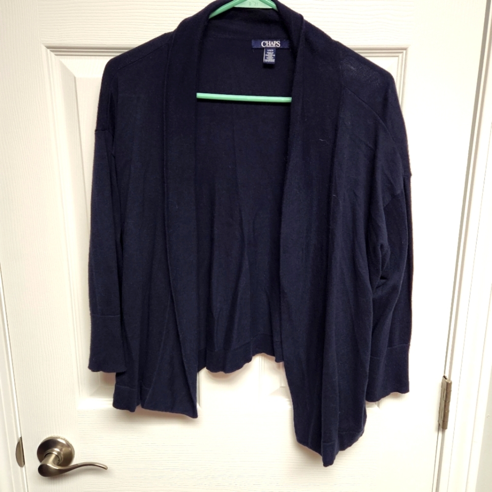 Chaps crop royal blue sweater women's large